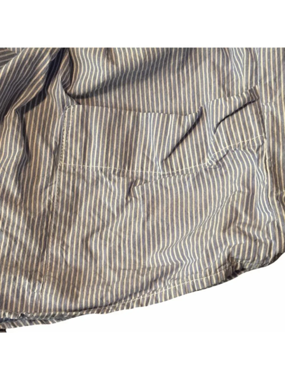 Anthropologie LyreBird Blue Striped Pleated Cotton Boxer Shorts - Size M Lounge